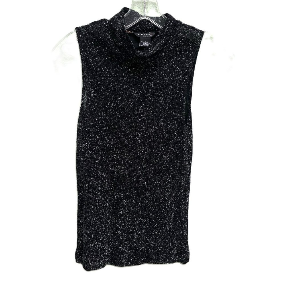 Women's Guess Black Glitter sleeveless cowl top size L